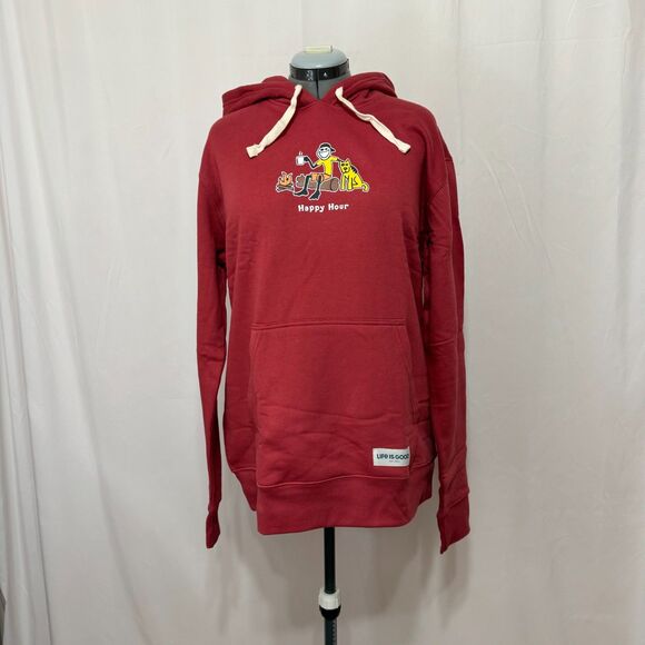 Life is Good NWT Sz L Faded Red Happy Hour Fleece Hoodie - Picture 8 of 11